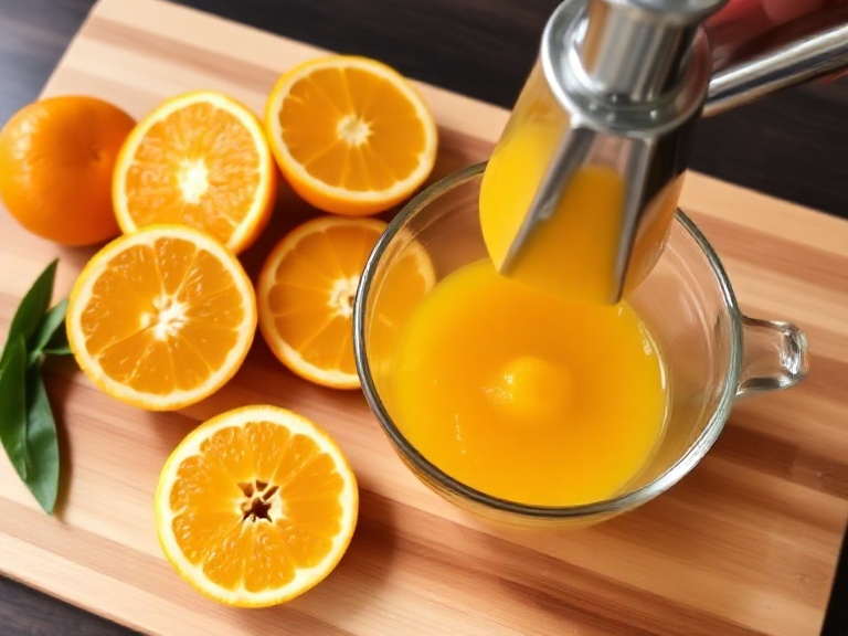 Juicing fresh oranges for a refreshing homemade orangeade recip