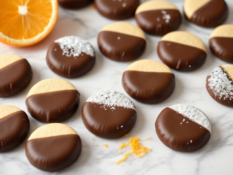 Modern variation of Moravian cookies with chocolate and citrus