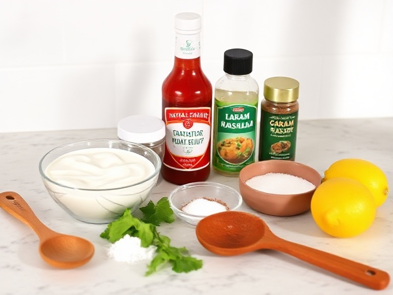 Ingredients for Pink Pakora Sauce Glasgow Iconic Taste Revealed: yoghurt, tomato ketchup, mint sauce, chilli powder, garam masala, lemon juice, and salt