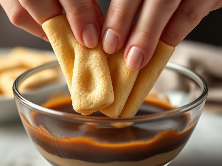 Dipping ladyfingers in espresso coffee for Easy Tiramisu Recipe No-Bake Dessert.