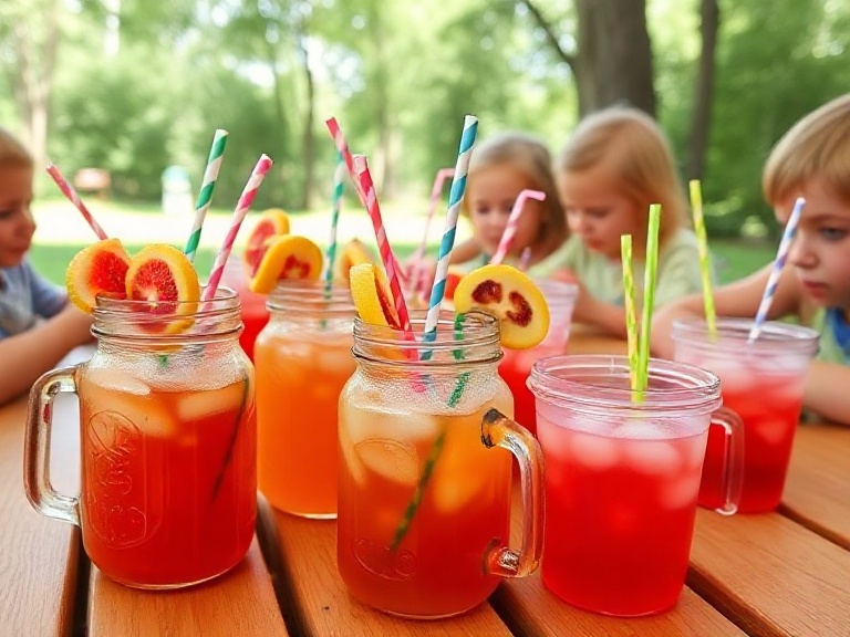 Healthy Bug Juice Camp Drink made with fresh fruit juices and natural garnishes