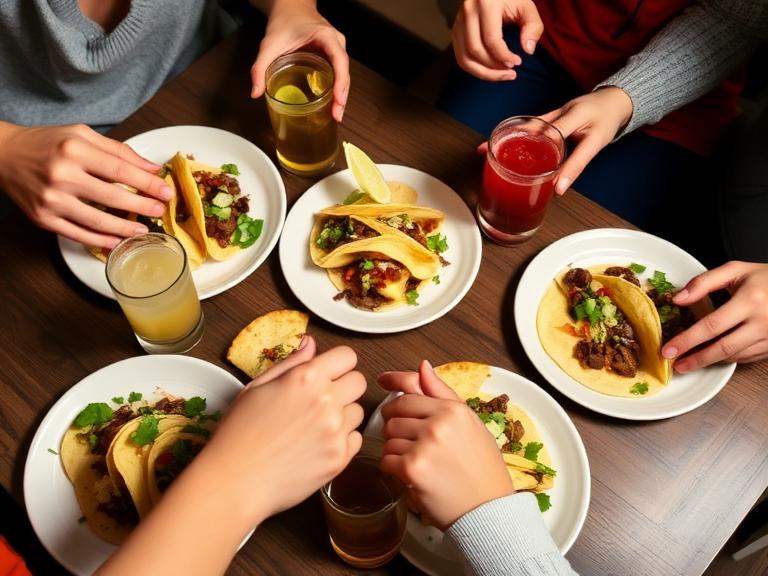 Family enjoying Quick Cajun Prawn Tacos Air Fryer Juicy Recipe with golden prawns