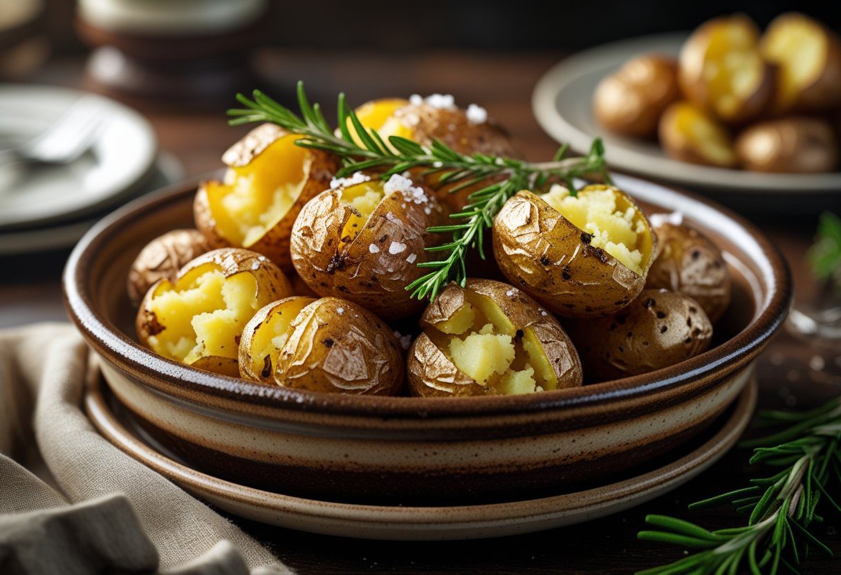 Mary Berry twice cooked roast potatoes easy recipe served golden and crispy with fluffy centres on a traditional British roast dinner table