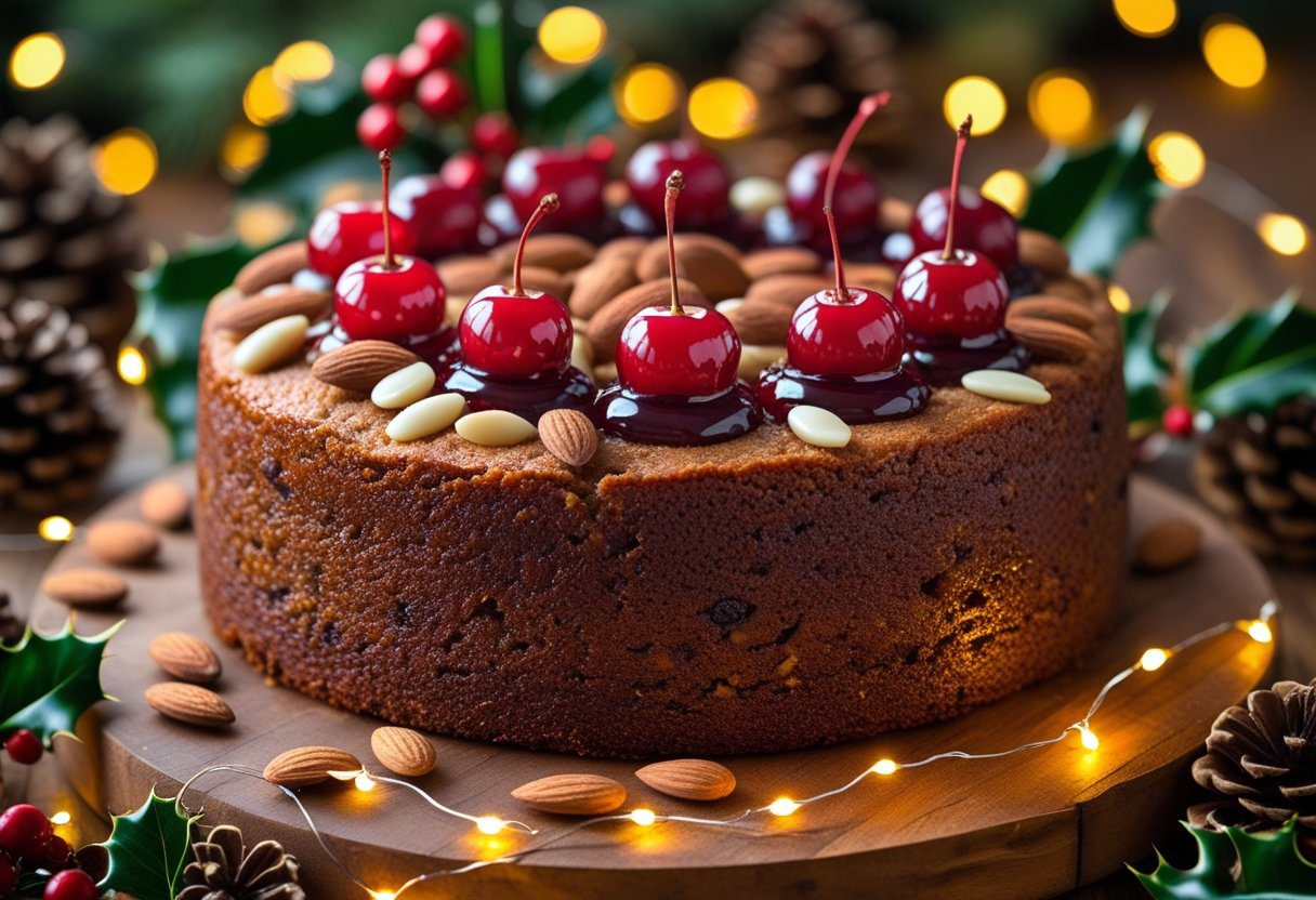 Rich Fruit Cake by Mary Berry Quick & Delicious Recipe – freshly baked, moist fruit cake with glacé cherries and almonds, perfect for Christmas or holiday dessert