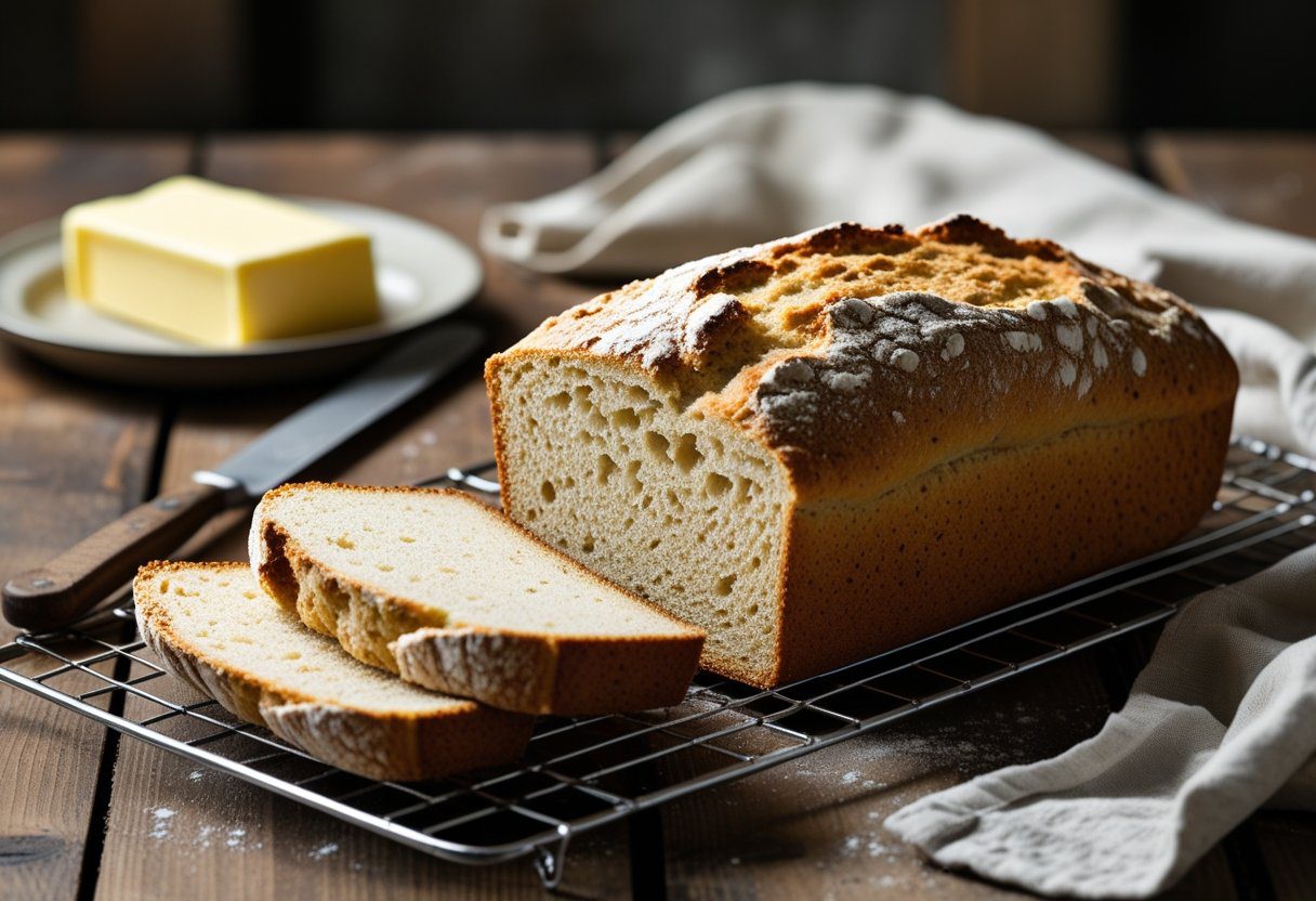 Classic Mary Berry soda bread fresh from oven cooling on rack golden crust homemade bread rustic homemade bread traditional Irish soda bread loaf
