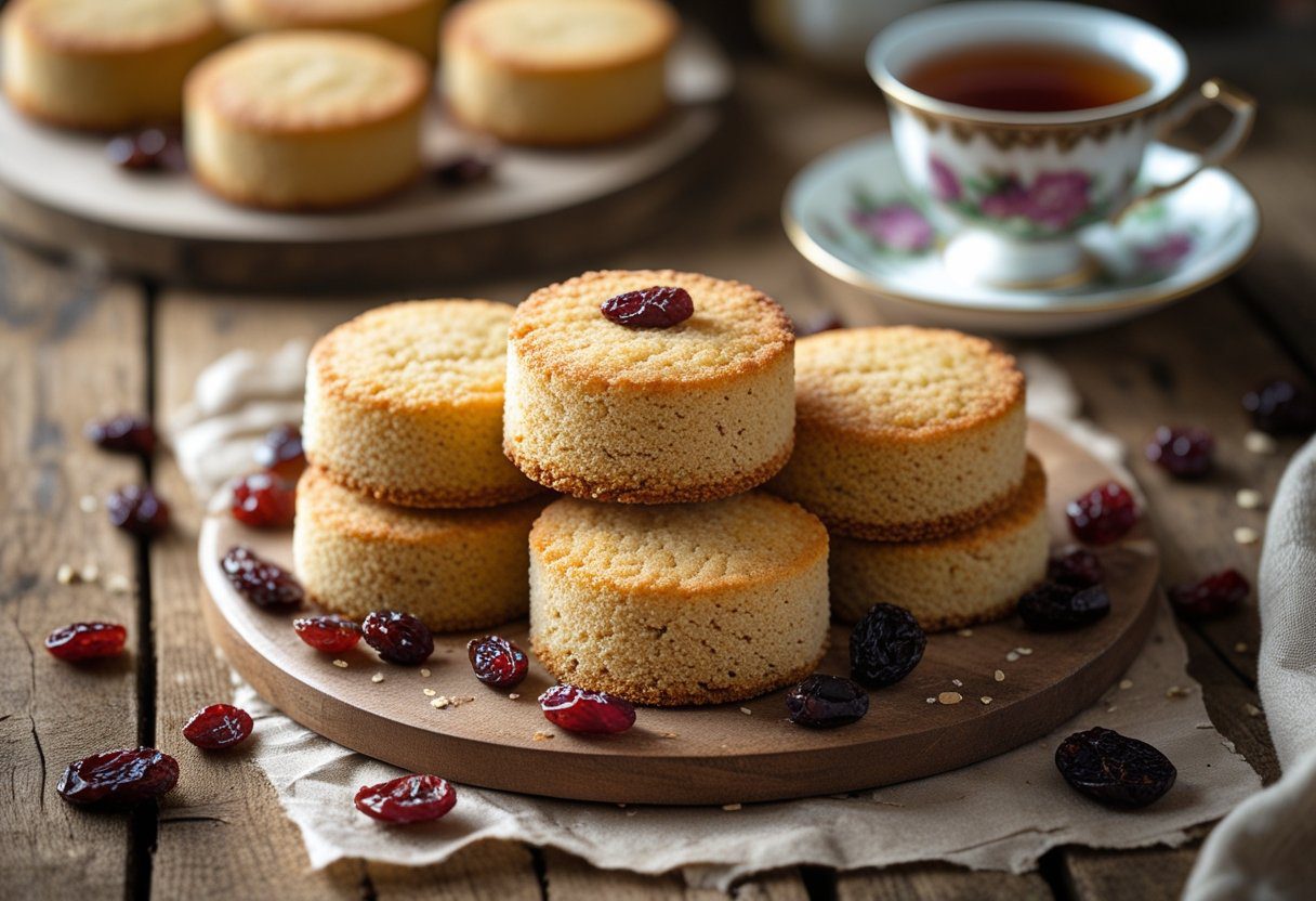Freshly baked Mary Berry rock cakes with golden crisp crust and soft crumbly texture on a rustic wooden table, showcasing an Authentic British rock cakes recipe served with tea