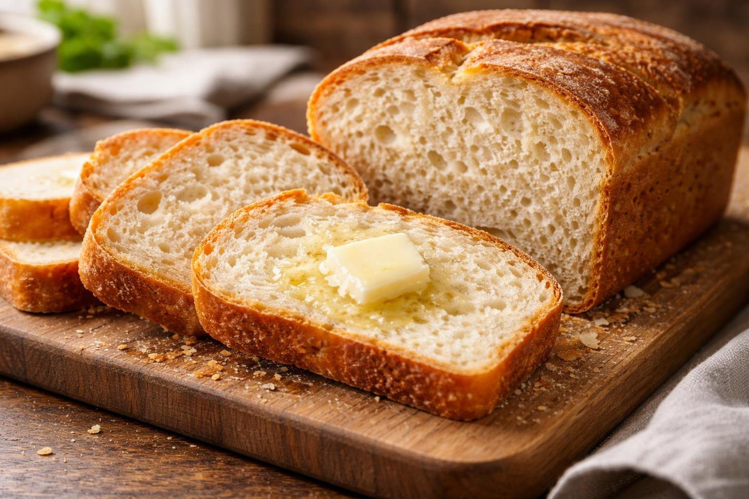 Gluten free bread recipe that tastes like real bread with soft fluffy texture and golden crust, sliced homemade loaf showing airy crumb and bakery-style results