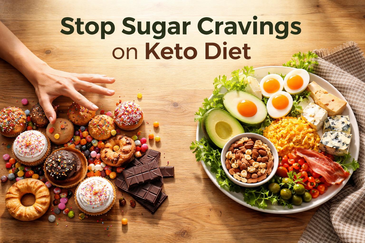 how to stop sugar cravings on keto diet with keto friendly foods like avocado eggs and nuts replacing sugar cravings in a healthy balanced low carb lifestyle